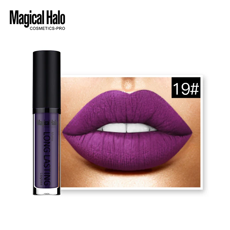 19 1-19 цветов бренд Magical Halo Pro Матовая жидкая губная помада Водонепроницаемая блеск долговечный блеск для губ тату макияж телесный Batom Berry красный - Цвет: 19
