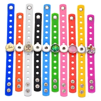 10pcslot candy rainbow color silicone bangles fit 18mm snap charms button ginger snap jewelry bracelets for women kids gifts