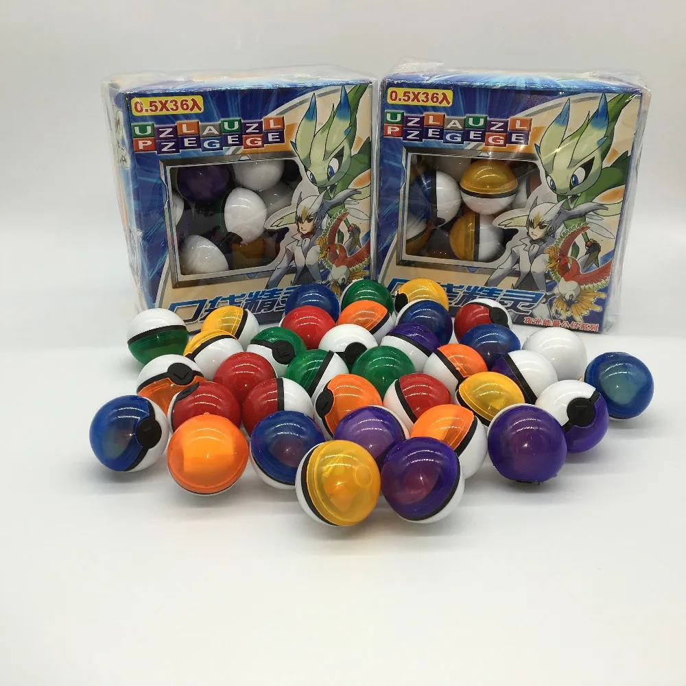 36 шт./лот многоцветный/красный PokeBall питомец с кристаллами pokebolas Poke фигурка Pokeball Pikachu рисунок наклейки игра мяч игрушка