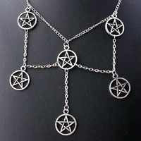 multilayer pendant gothic supernatural pentagram necklace punk tassel religious magic wizard pagan choker for women jewelry