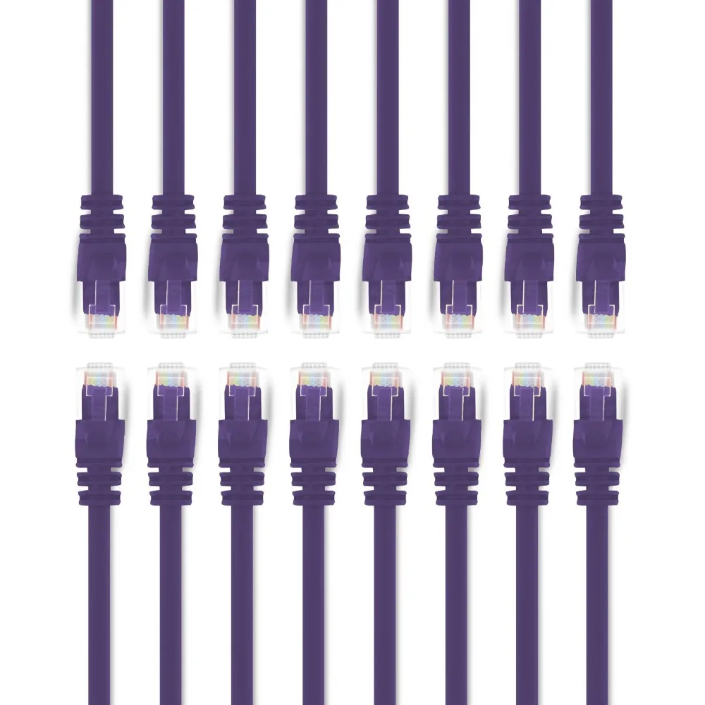 2 фута фиолетовый 350 МГц Cat5e UTP Ethernet Патч Кабель Snagless 8P8C RJ45 компьютер LAN сетевой шнур