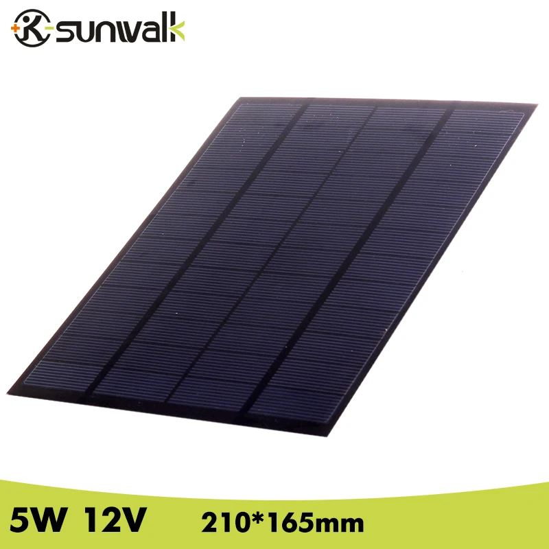 Солнечная панель SUNWALK модуль 5 Вт 12 В 410 мАч поликристаллическая ПЭТ мини
