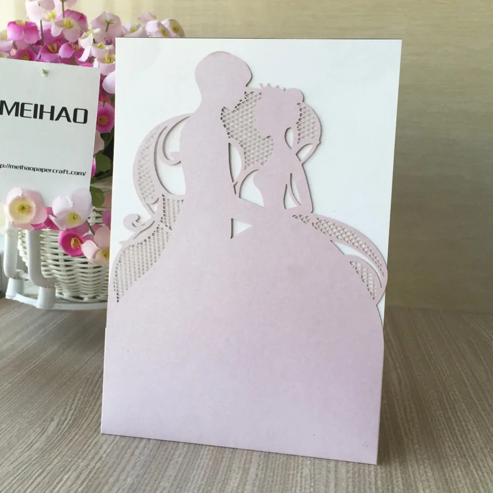 

100pcs/lotWedding Party Invitation Card Romantic Invitation Laser Cut Delicate Carved Pattern Wedding Invitations Party Supplies