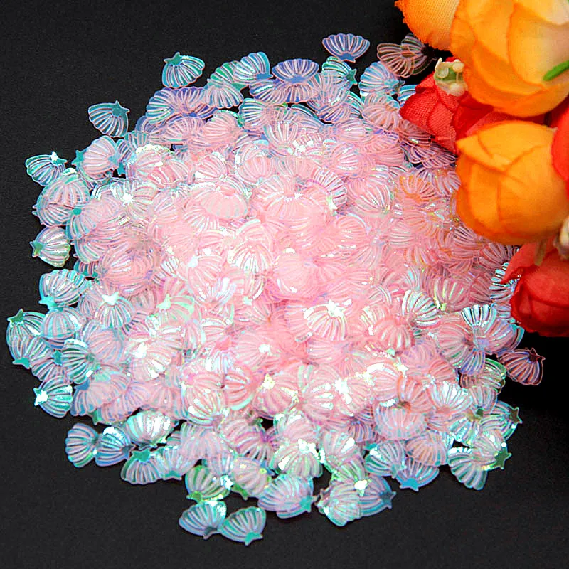 transparent pink 6*8 мм блестки в виде ракушки милые цветы ПВХ свободные блестки для ногтей Блестки для женщин DIY скрапбук Макияж украшения 20 г/лот - Цвет: transparent pink