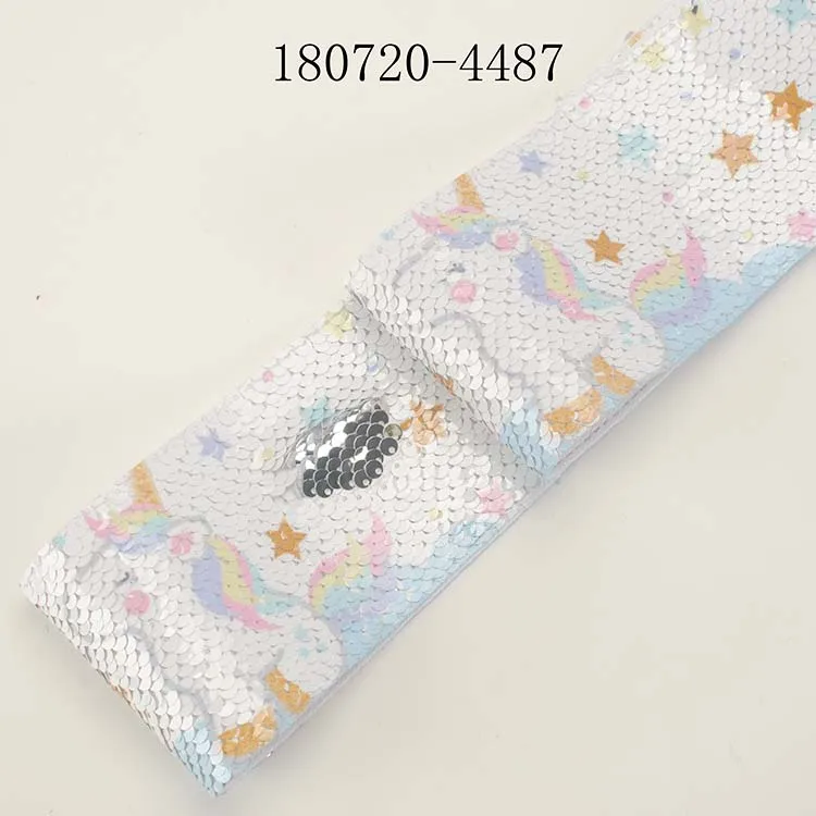 Новинка 5 ys " 75 мм мультфильм Единорог блесток ленты напечатаны - Color: 180720-4487