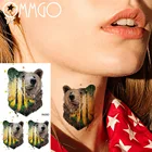 Временные татуировки OMMGO с изображением лесного медведя, солнце, наклейки, флэш, поддельные татуировки, индивидуальные татуировки для боди-арта, для женщин и мужчин, водонепроницаемые, маленькие