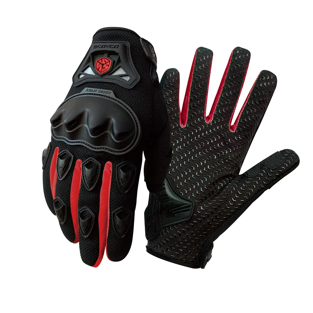red gloves SCOYCO MC29 мужские велосипедные перчатки противоскользящие, дышащие усиленные костяшки мото-перчатки противоударные для велосипеда/скутера/мотоцикла перчатки - Цвет: red gloves