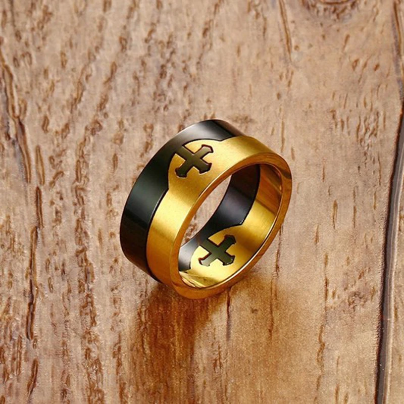 Splicing Combination Stainless Steel Separable Cross Ring Men's Fashion Jewelry Jesus Crucifix Casual Remove Design Accessories |