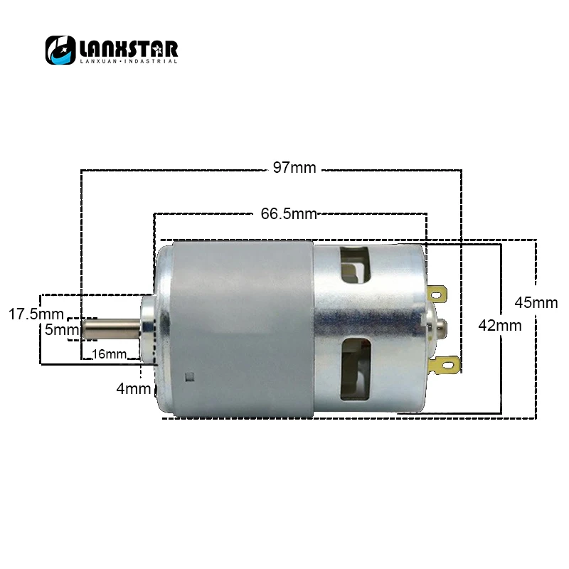 

Lanxstar DC 12V 150W 13000~15000rpm 775 Motor High Speed High Torque High Power Low Noise Hot Sale Electronic Component Motor