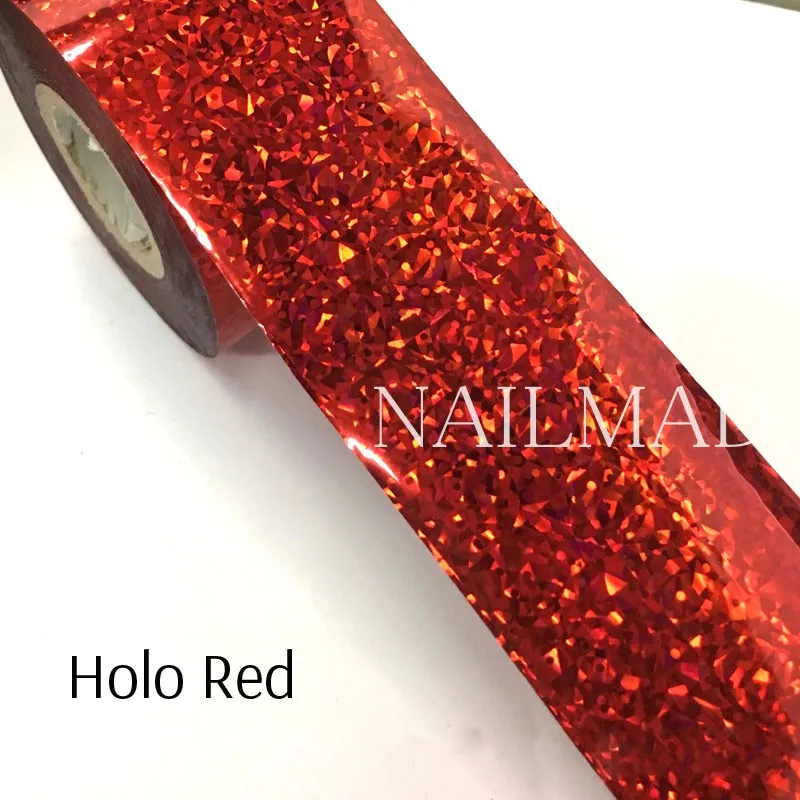 Holo Red 1 рулон 120 м* 4 см Лазерная Радужная переводная Фольга для ногтей голографические точки песок Фольга для ногтей бумага дизайн ногтей Наклейка Маникюр украшение - Цвет: Holo Red