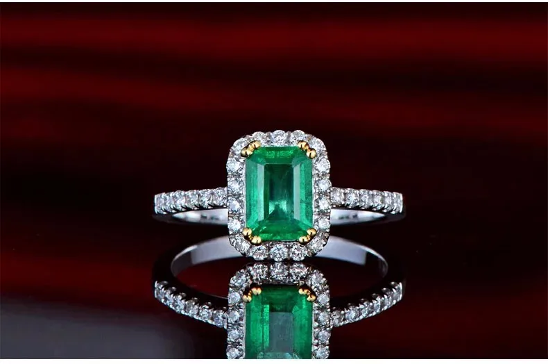CaiMao 1.05ct натуральный изумруд 18KT/750 желтое и белое золото 0.33ct полный разрез алмаз обручальное кольцо ювелирные изделия драгоценный камень