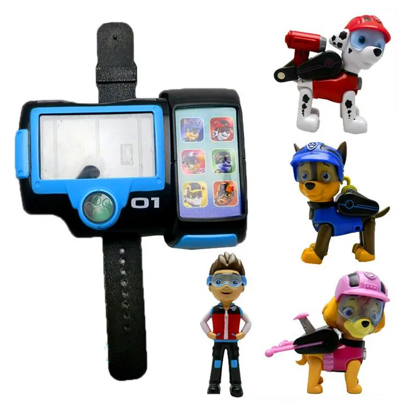 Watch and 4pcs dog Paw Patrol Dog watch summoner экшн-фигурка Patrulla Canina Juguetes детские игрушки - Цвет: Watch and 4pcs dog