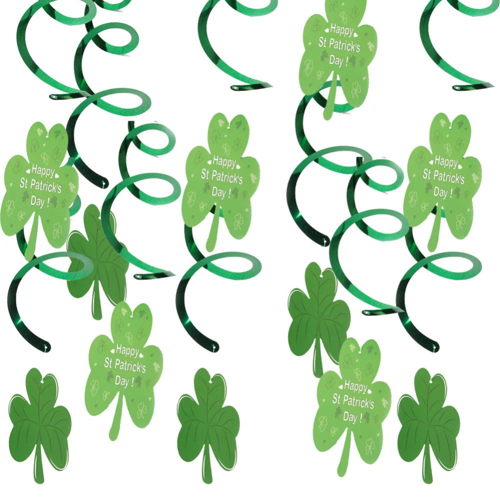 30 шт Счастливый День Святого Патрика висит вихрем украшения потолка металлик