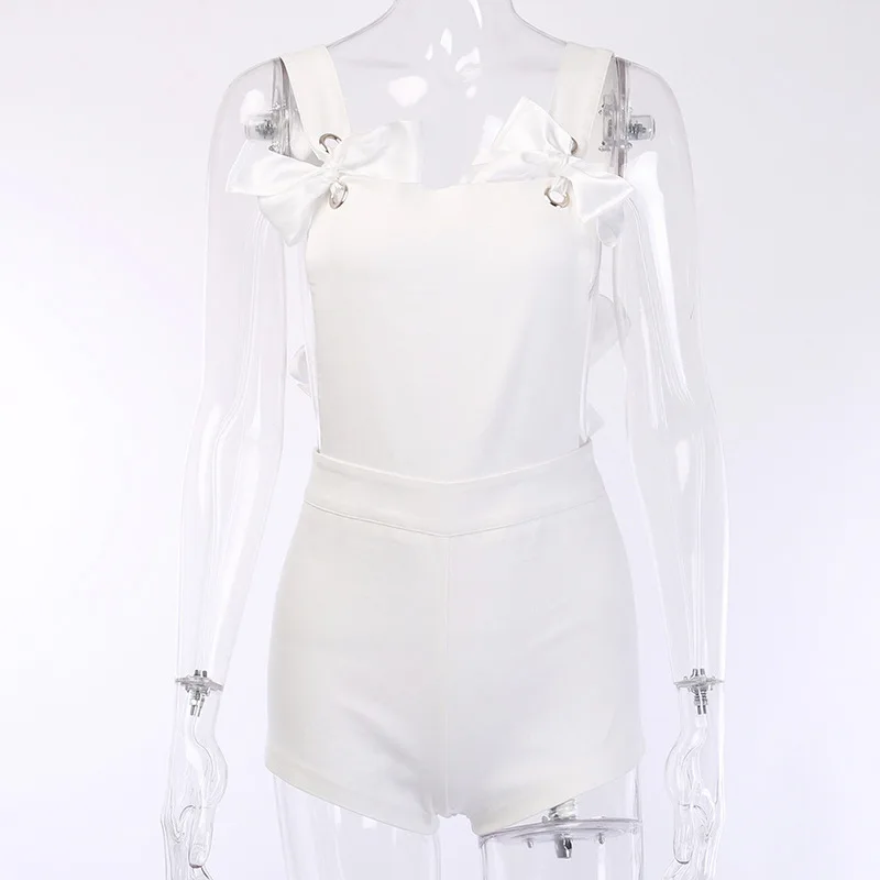 Новинка 2019 пикантные бандажные белые комбинезоны с открытой спиной Женская