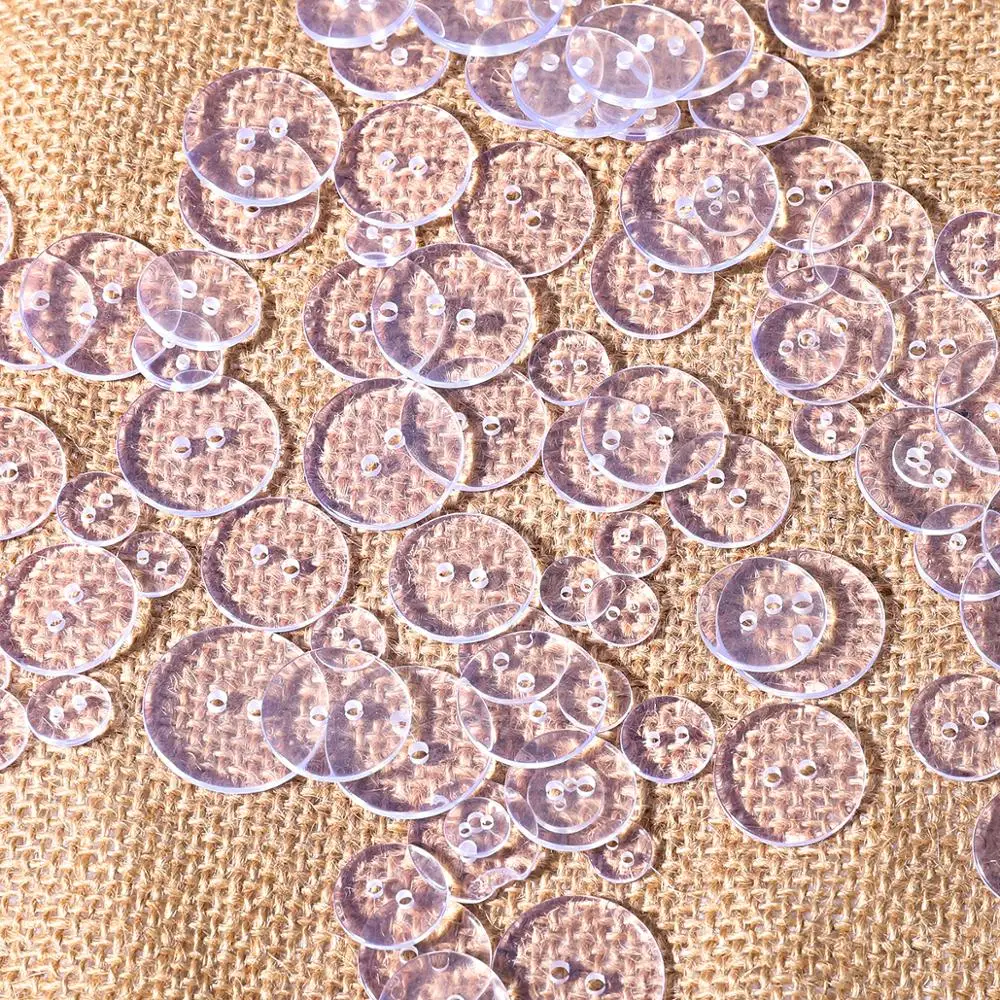 Прозрачные пластиковые пуговицы с двумя отверстиями 9-25 мм | Дом и сад