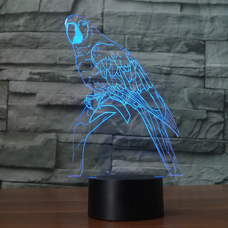 3D ночник с мультипликационным изображением птицы 7 меняющихся цветов сенсорный