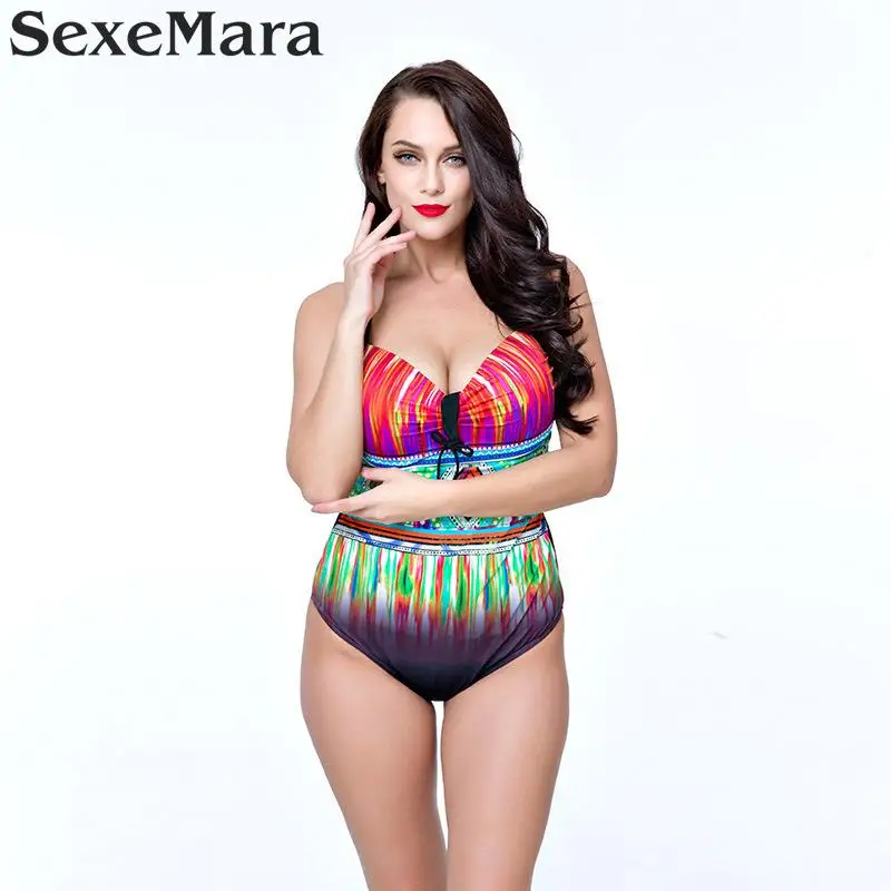 Сексуальный цельный купальник супер плюс размера большого бикини с большой