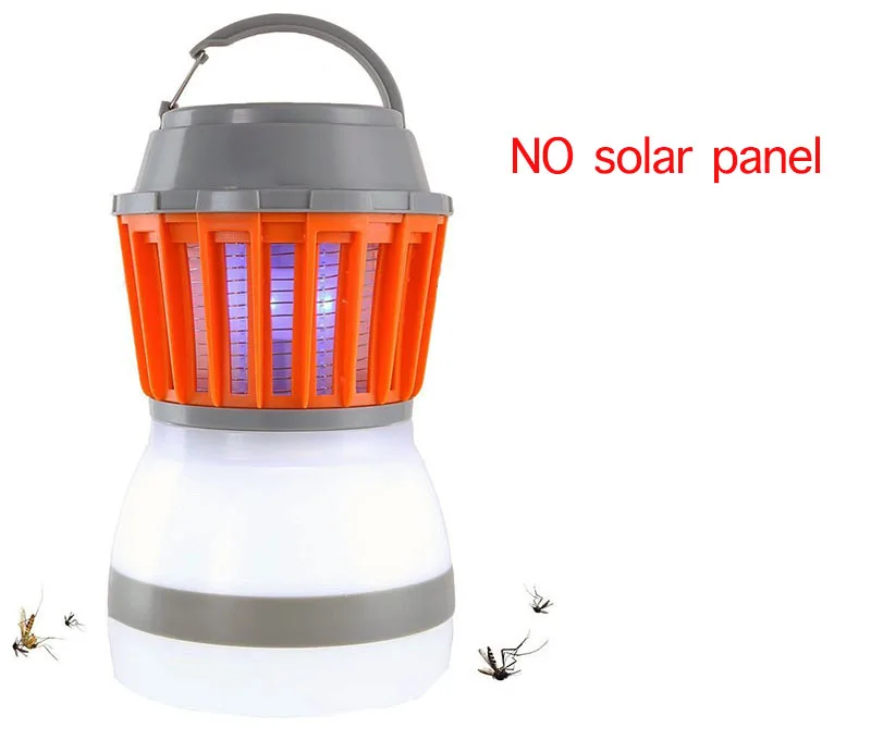 no solar panel Солнечная лампа-убийца от комаров, наружная ловушка для насекомых, походный фонарь 2в1, портативный USB Противомоскитный Летающий насекомый-убийца, тент, светильник - Color: no solar panel