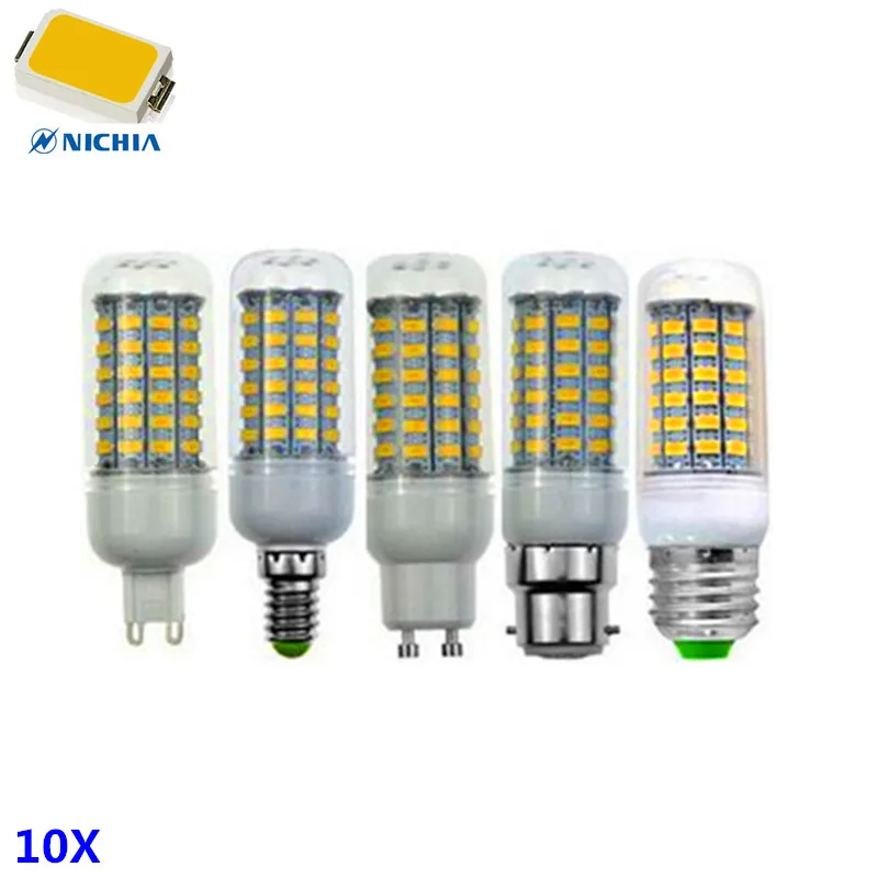 10X Bombillas E27 E14 G9 GU10 B22 lamparas AC 220 В 110 светодиодная кукурузная лампа 69 светодиодов 5730 SMD