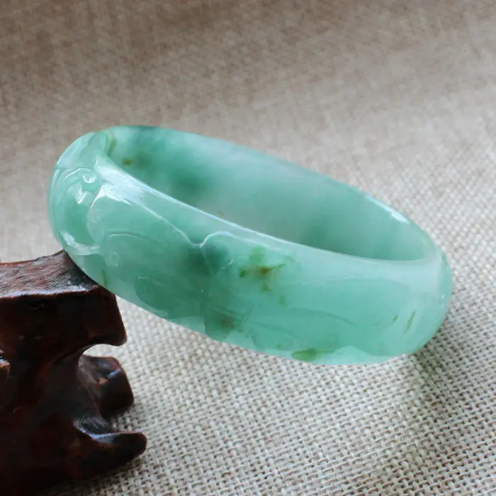 1850 китайский ручной резной изумрудно-зеленый каменный камень браслет из