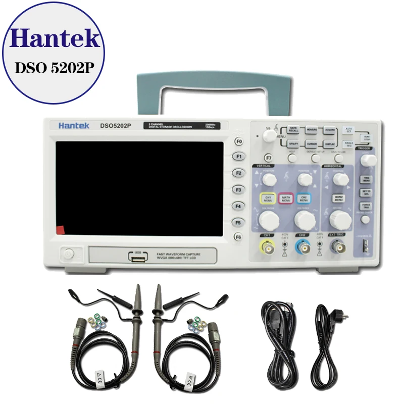 Цифровой осциллограф Hantek DSO5202P 200 МГц 2 канала 1 Гвыб/с 7 дюймовый TFT ЖК дисплей