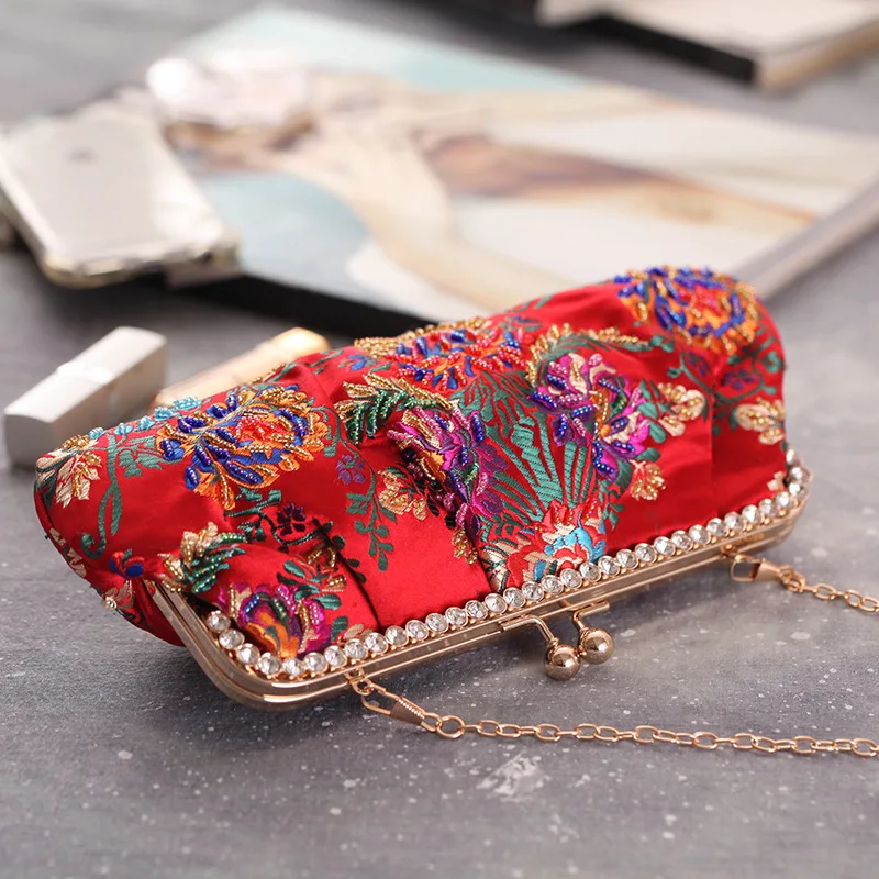 Мини кошелек ручной работы с вышивкой женская вечерняя сумка клатч bolsa feminina