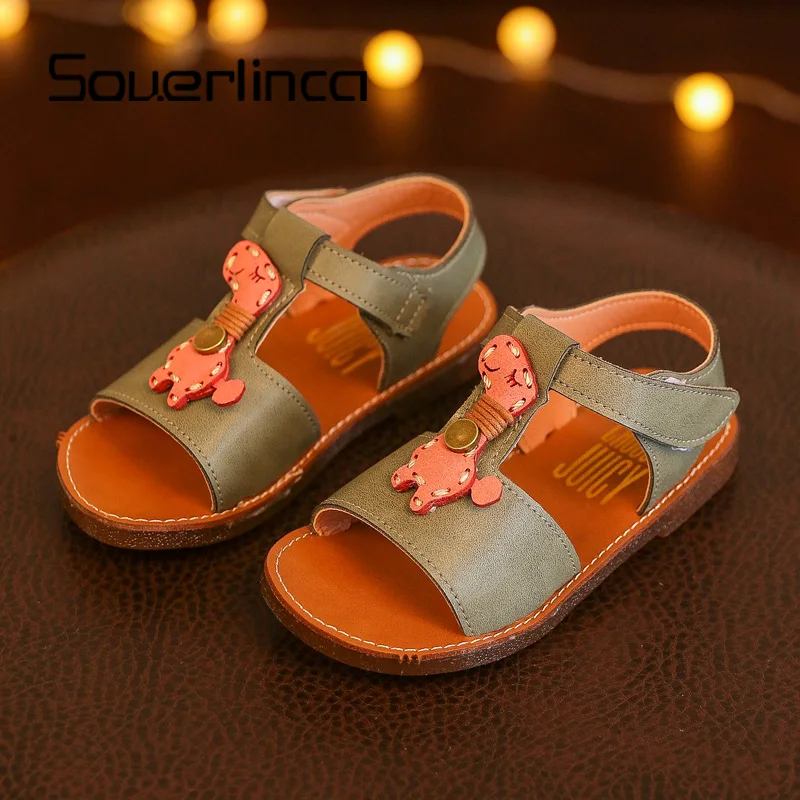 Souerlinca Girls Sandals Summer Toddler Flat Shoes Fashion Children Princess Kids SL18-074 |
