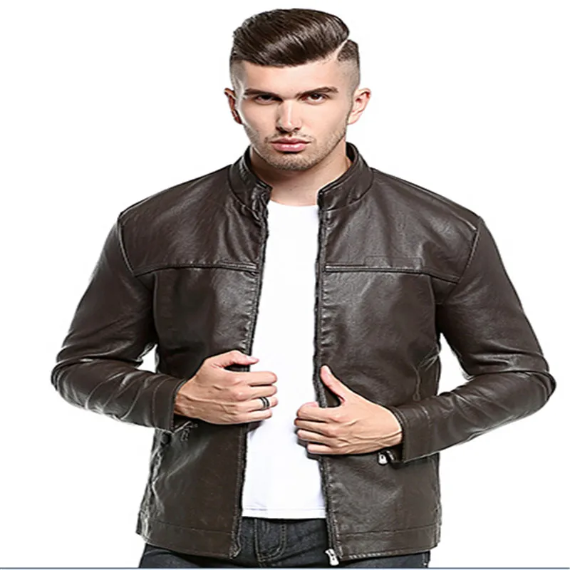 2018 Новый Для мужчин омытые Искусственная кожа утолщенная кожаная куртка |
