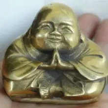 Китайский Старый китайский латунный Maitreya Смеющийся Будда Статуя