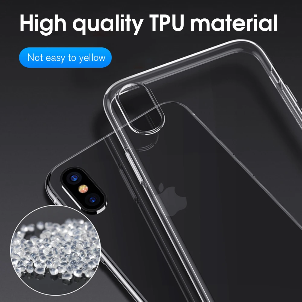 Противоударный ультратонкий прозрачный ТПУ чехол для телефона iPhone X Case 7 8 6S 6 Plus XS