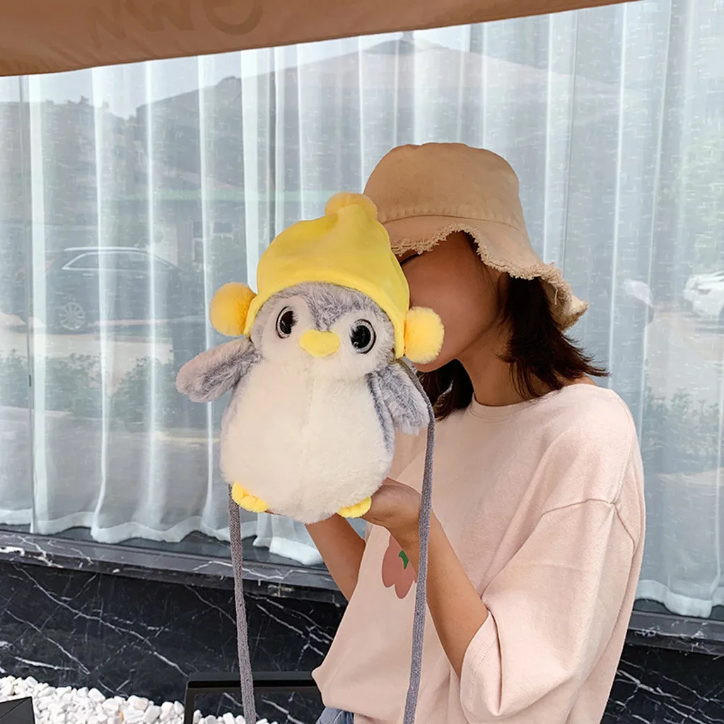Penguin Doll Fashion Women Girl Cute Fat Penguin-Like Bags Plush Crossbody Bags Weird Bags Girls Boys Doll Bag@39@20