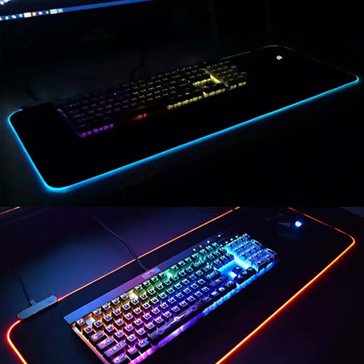 Большой светодиодный RGB игровой коврик для мыши Расширенный светящийся коврик для мыши для игр коврик для мыши красочный Радужный коврик для мыши для ПК ноутбука Настольный