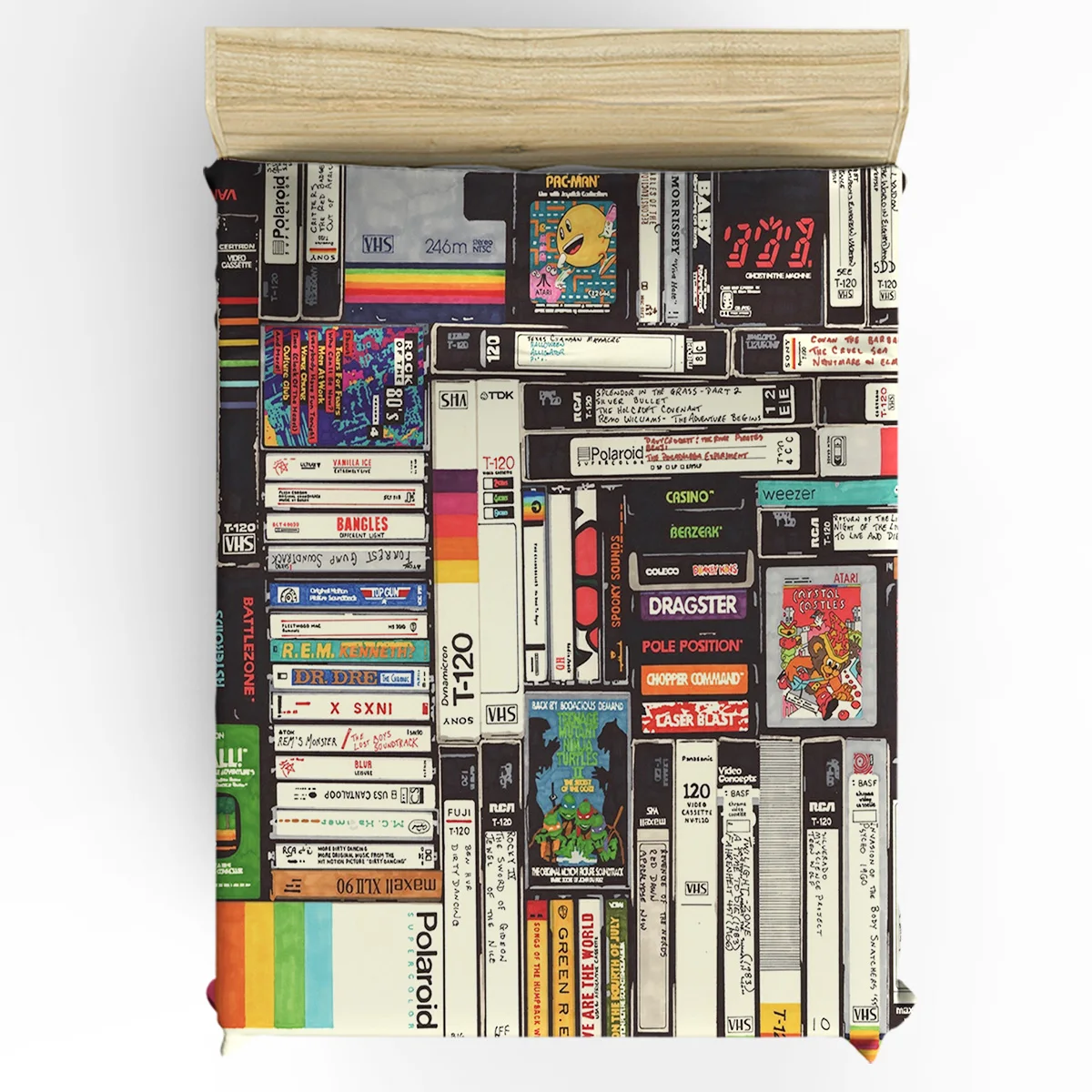 Винтаж классический музыкальной кассеты VHS игры пододеяльник набор Ретро Рок напечатанный на 3/4 шт. Постельное белье, наволочки для подушек, набор
