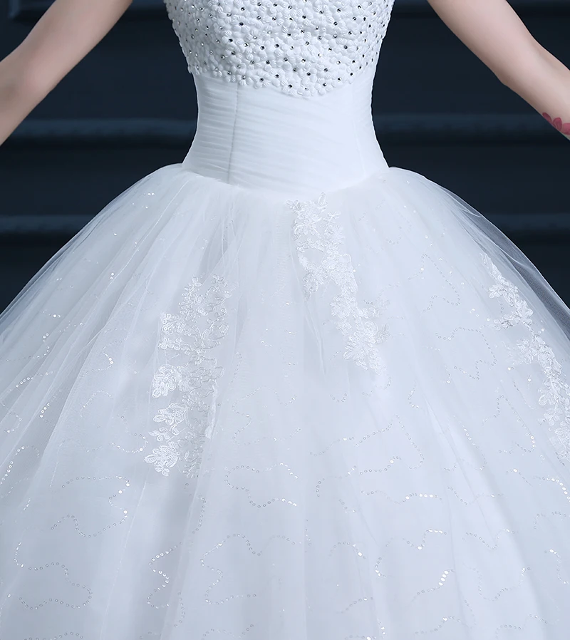 CX блеск Simple без бретелек Кружева Цветы свадебное платье невесты бальный наряд BODA