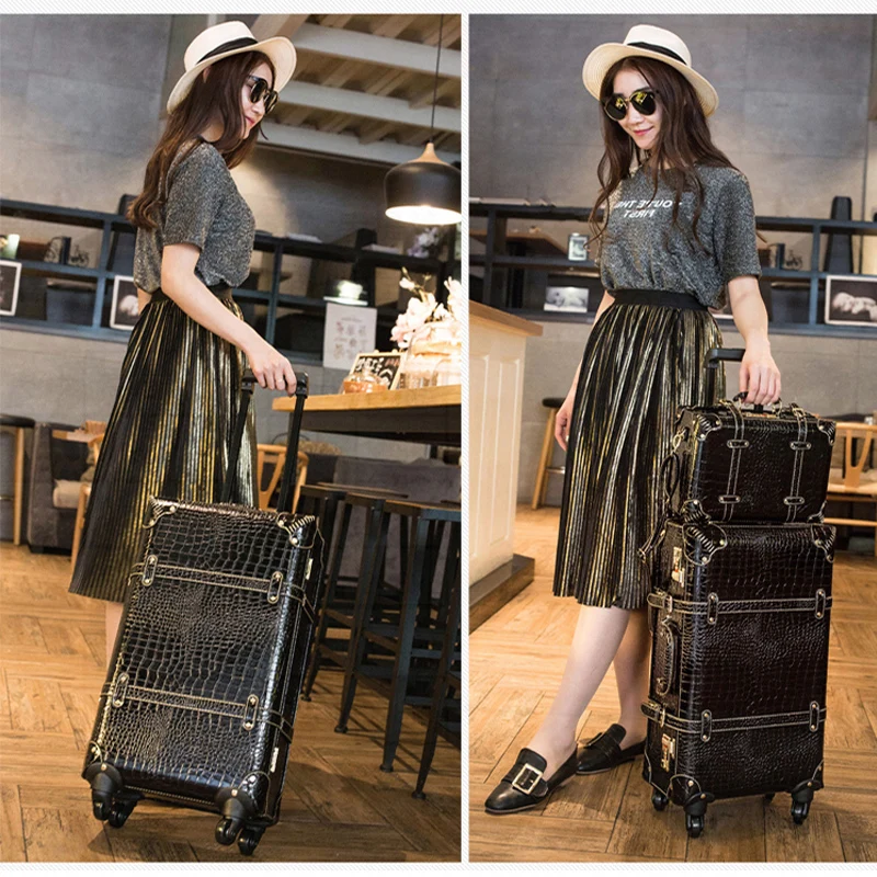 Женский чемодан из искусственной кожи с узором крокодиловая кожа Дорожный