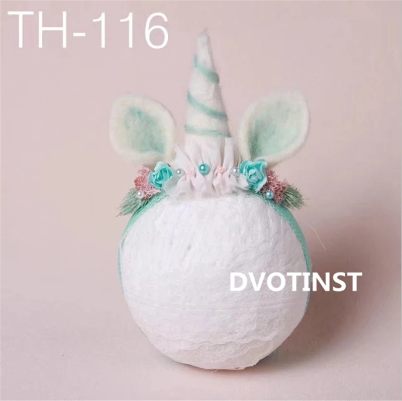 TH116 Dvotinst/реквизит для фотосъемки новорожденных; милый головной убор с ушками единорога; головной убор; фон для фотосъемки в студии - Цвет: TH116