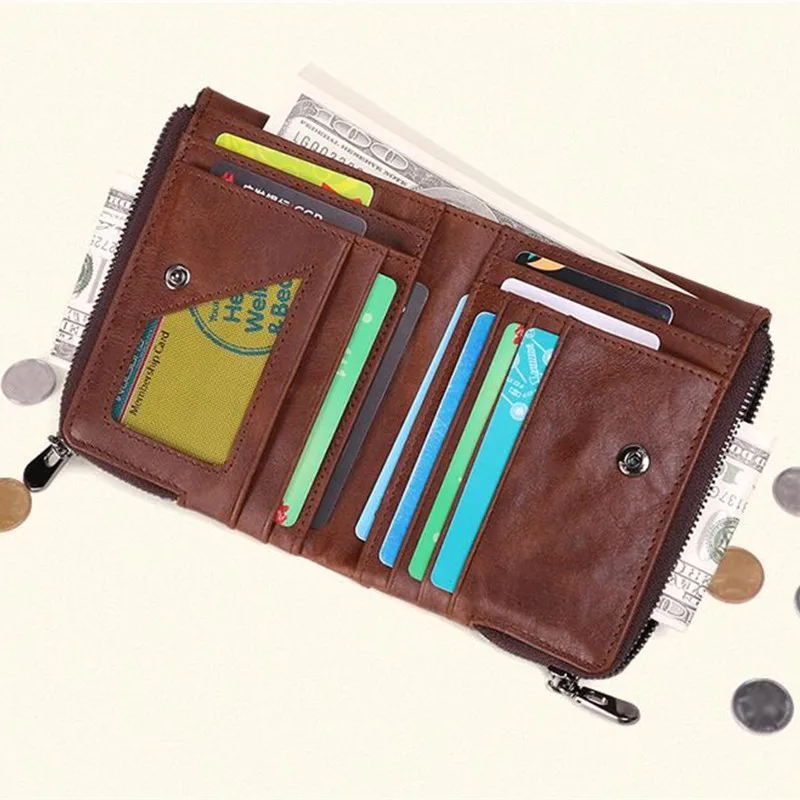 Новинка 2019 модный мужской кошелек из натуральной кожи RFID Блокировка Двойные