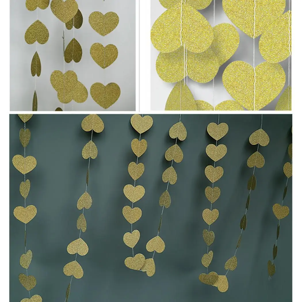 В форме сердца цветок Свадебная вечеринка бумажная лента для дома серебро