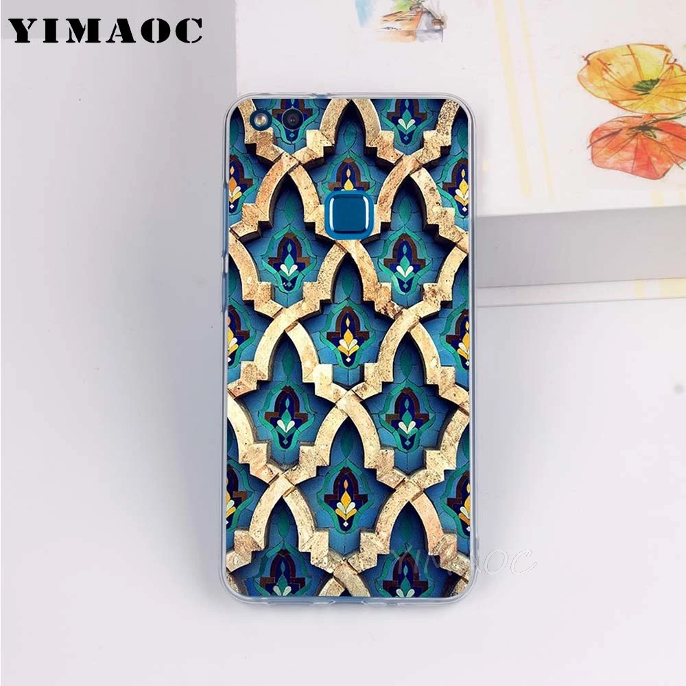 YIMAOC Moroccan blue Geometric patterns Soft Case for Huawei P 8 9 10 20 30 Lite Pro 2016 2017 smart 2019 TPU Cover |