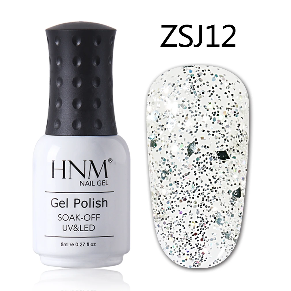 ZSJ12 HNM 8 мл Алмазный Блеск Bling УФ-гель для ногтей светодиодный светильник мерцающий розовое золото для ногтей искусство замочить от Vernis Эмаль Гель лак - Цвет: ZSJ12