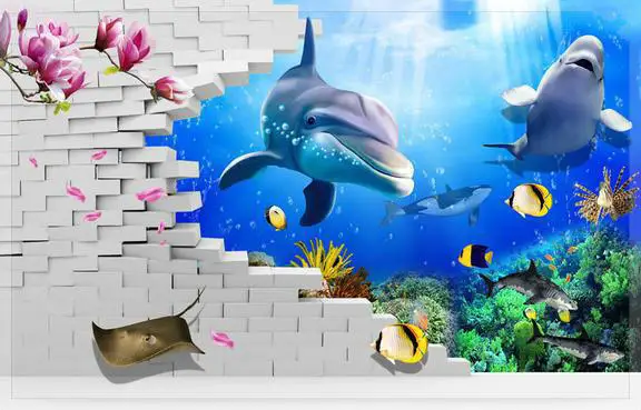 New large wallpaper Custom Underwater World 3D stereo mural wall paper papel de parede stickers Free shipping8712 | Обустройство дома