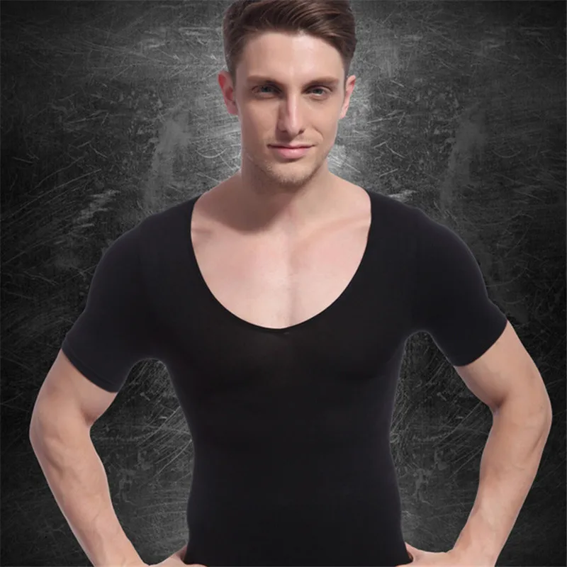 Men's  Body Shapers Slimming Waist Belly T-shirts  Posture Corrector Abdomen Underwear Male Compression Body shapewear