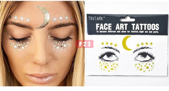 f23 Freck Flash tattoo персональные модные одноразовые водонепроницаемые бронзовые веснушки золотые тату для лица красота Макияж наклейки для боди-арта - Цвет: f23