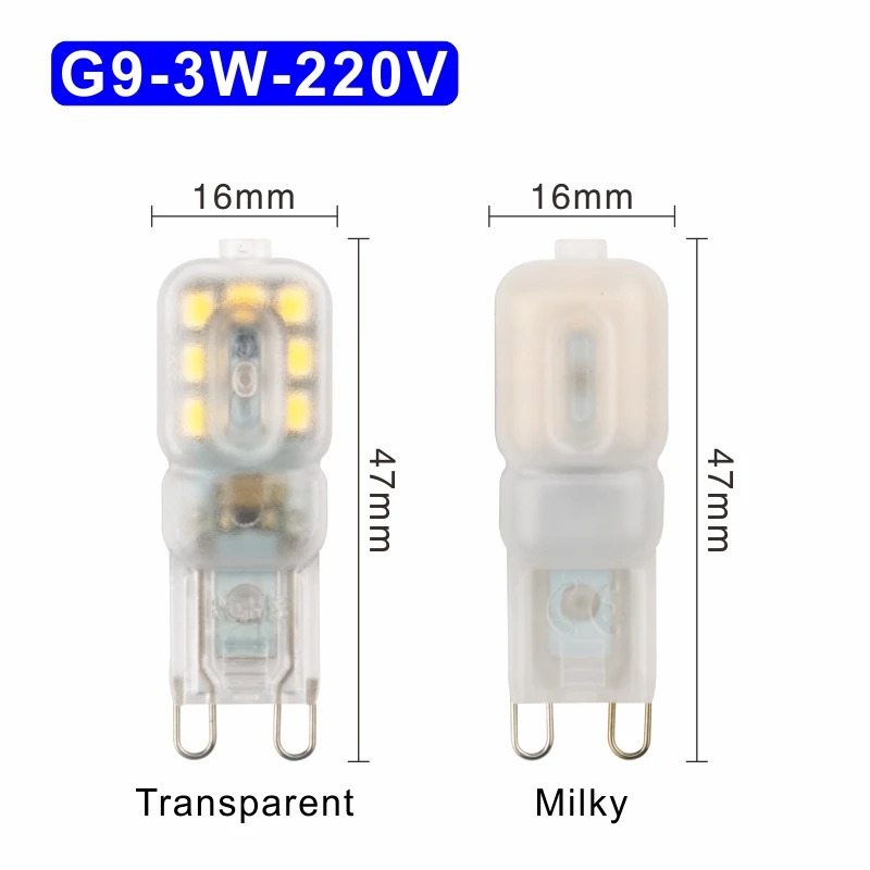 G9 3W 220V 5 шт./лот светодиодный лампы 3W 5 Вт G4 G9 светильник лампочка переменного тока 220V DC 12V Светодиодный светильник SMD2835 Точечный светильник люстра светильник ing заменить галогенные лампы - Испускаемый цвет: G9 3W 220V