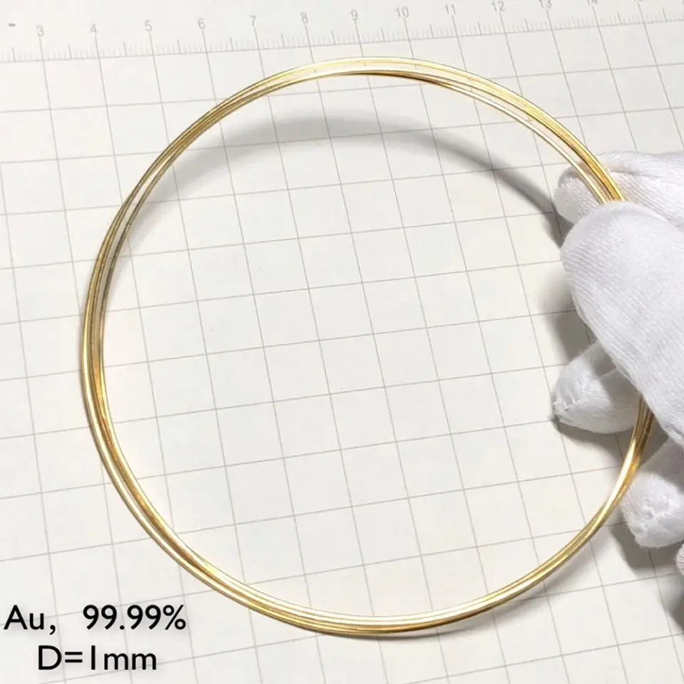 Образец золотой проволоки Au D 0,3 мм/0,5 мм/0,8 мм/1,0 мм L 1 см 99.99% чистая Таблица