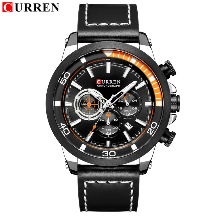 silver black Новинка curren 8310 мужские s часы лучший бренд класса люкс Мужские Военные Спортивные кварцевые кожаные часы на запястье часы erkek saat Relogio Masculino - Цвет: silver black