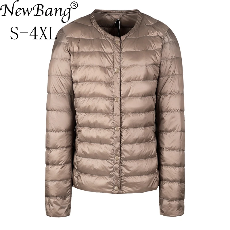 

NewBang Brand Portable Down Jacket Women Ultra Light Down Jacket Slim Thin Collar-less Feather Jackets Women Windbreaker Coat