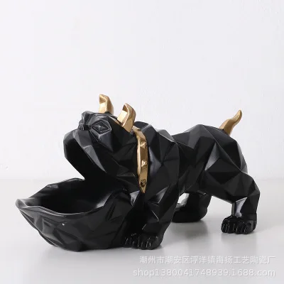 black dog Творческий Nordics Lucky Dog Геометрическая скульптура животного орнамент стол Конфета блюдо ключ хранения предметов украшения дома аксессуары - Цвет: black dog