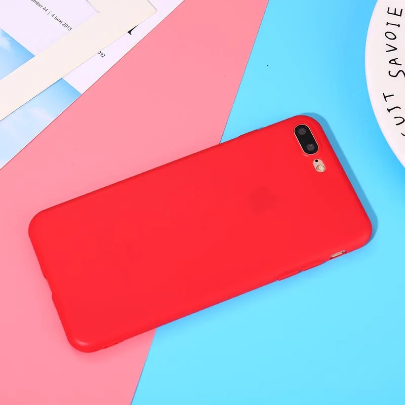 Мягкий силиконовый чехол для iPhone 7 6 6S 8 Plus 5 5S X 10 XR XS Max 6Plus 6splus 7 Plus 8 Plus милый конфетный цвет, матовый чехол - Цвет: Red