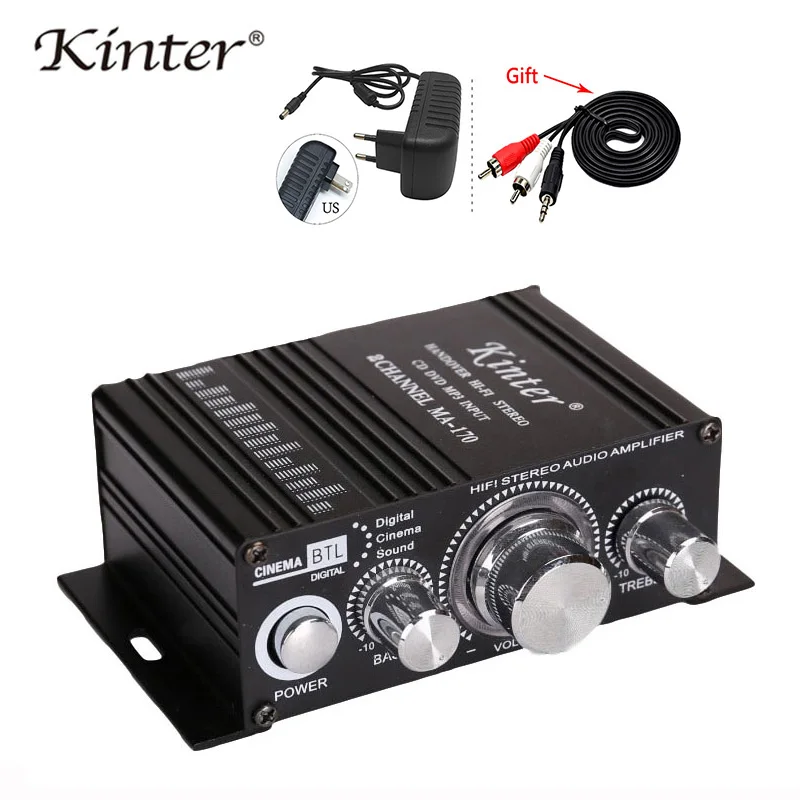 Kinter MA-170 мини-усилитель аудио для динамика 2 канала DC12V домашний мотоцикл автомобильные усилители стерео звук алюминиевый корпус